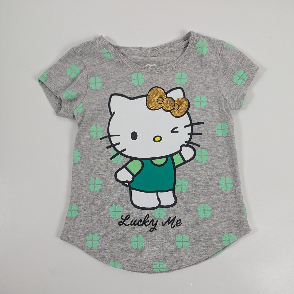 Hello Kitty St Patricks Day Lucky Me Tshirt Little Girls XS 4-5 EUC